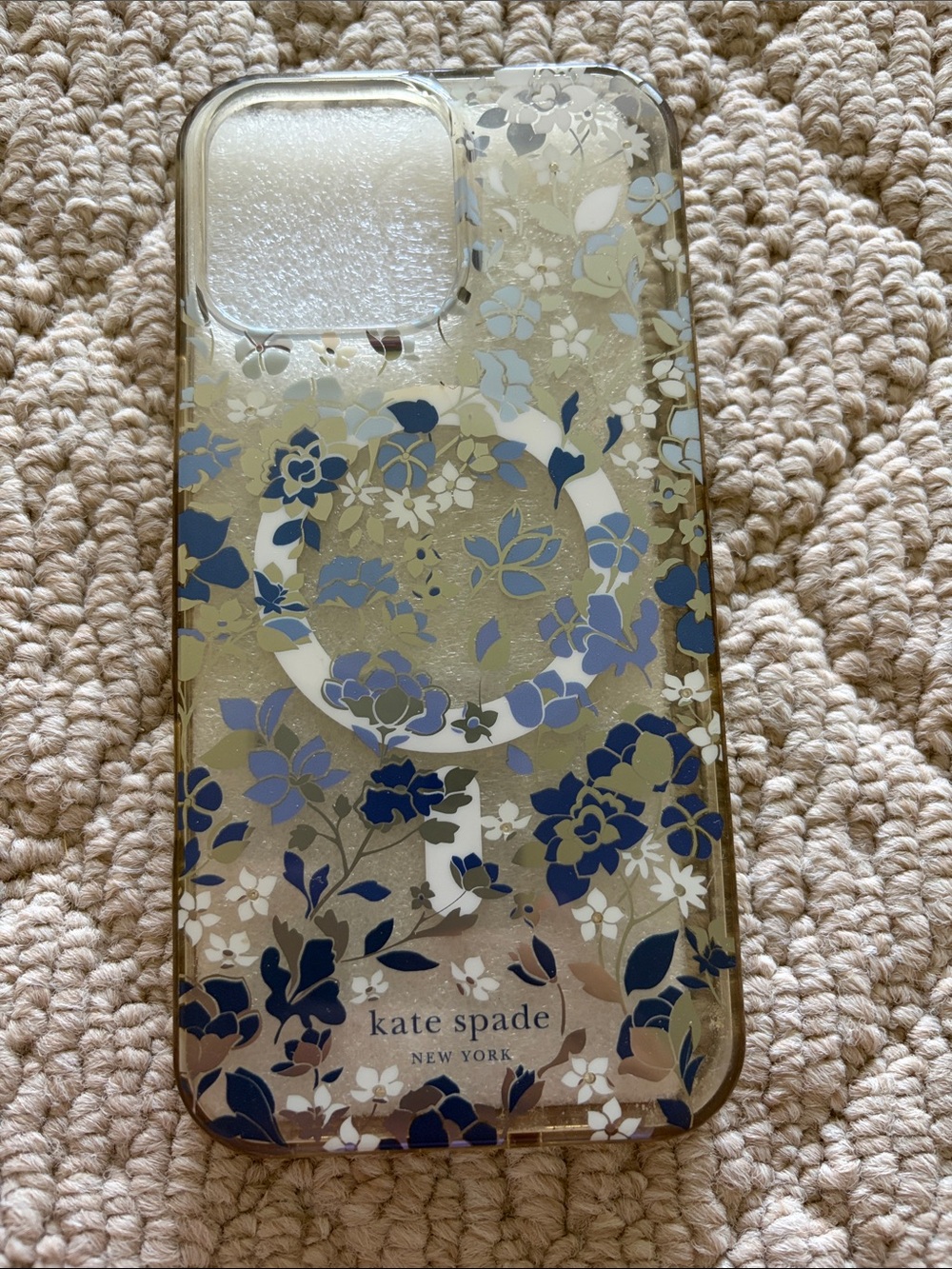 kate spade Blue and Cream Floral Clear Phone Case